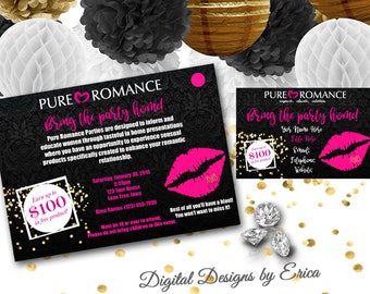 pure romance party invitation hostess party postcardhome party invite direct sales home party printable 5x7 matching business card - Pure Romance Business Cards pure romance party invitation hostess party postcardhome party invite direct sales home party printable 5x7 matching business card - Pure Romance Business Cards