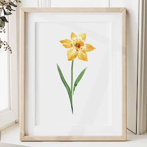 Watercolor Daffodil Print: March Birth Flower Art (Digital Download)