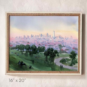 Sunset at Dolores Print Watercolor Art San Francisco Wall Art Print San Francisco Print Dolores Park Art Print San Francisco Art Watercolor