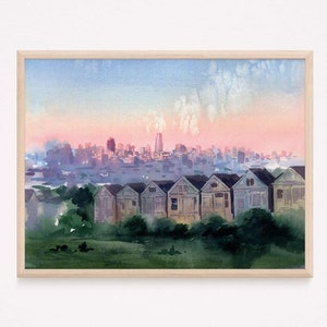 San Francisco Art, Painted Ladies Painting, Alamo Square Park Print, San Francisco Watercolor, SF Print, Bay Area Gift, California Artwork