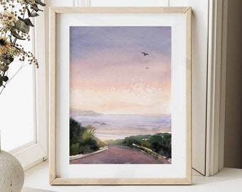 Point Reyes Watercolor Art Highway 1 Northern California Wall Art Stinson Beach Art Print Bodega Bay Art Point Reyes Wall Art NorCal Print