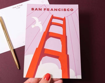 Golden Gate Bridge Postcard: San Francisco Travel Art