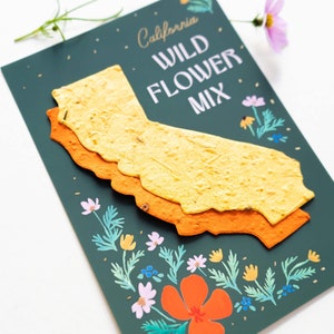 Kalifornische Mohnblumen Geschenk, Pflanzbare Samenpapier Karten, Kalifornien Geschenkidee, Geschenk aus Kalifornien, Hochzeitsgeschenk Kalifornien, Hergestellt in Kalifornien