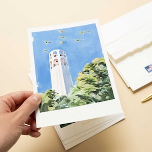 Ansichtkaart San Francisco Coit Tower Premium goudfolie ansichtkaart North Beach ansichtkaart Fine Art ansichtkaart Telegraph Hill San Francisco ansichtkaart