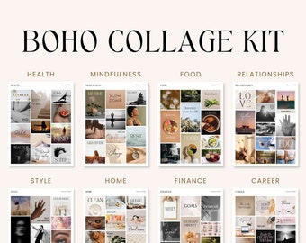 Boho Collage Kit Party Bundle Collage Kit for Adults Printable Vision Board Collage Boho Aesthetic Collage Mindfulness Activity for Women