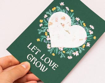 Pflanzliche Samenpapier Gastgeschenke: Wildblumen Herz Karte