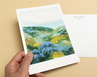 Wildflower Field California Postcard Premium Watercolor Painting California Souvenir Wildflower Field Souvenir Postcard Pack San Francisco