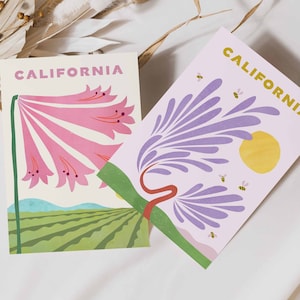 Lot de 2 cartes postales californiennes Carte postale de la vallée de Napa Carte postale lavande Sonoma Souvenir de voyage en Californie Cadeau en Californie Carte postale cadeau Napa