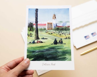 Dolores Park Postcard San Francisco Postcard San Francisco Gift Dolores Park Postal Card San Francisco Art San Francisco Souvenir San Fran