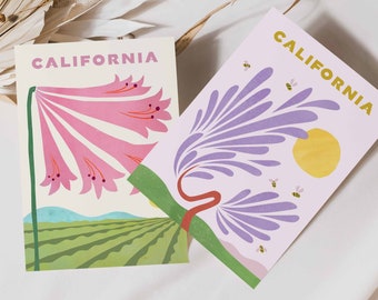 California Postcard Set of 2 Napa Valley Postcard Sonoma Lavender Postcard California Travel Souvenir California Gift Postcard Napa Gift