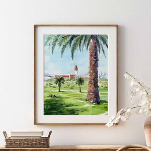 Dolores Park Art Print, San Francisco Watercolor, Local SF Artist, San Francisco Keepsake Gift, Bay Area Wall Art, California Travel Print