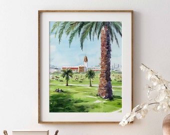 Dolores Park Watercolor Art Print: San Francisco Travel Gift / Souvenir