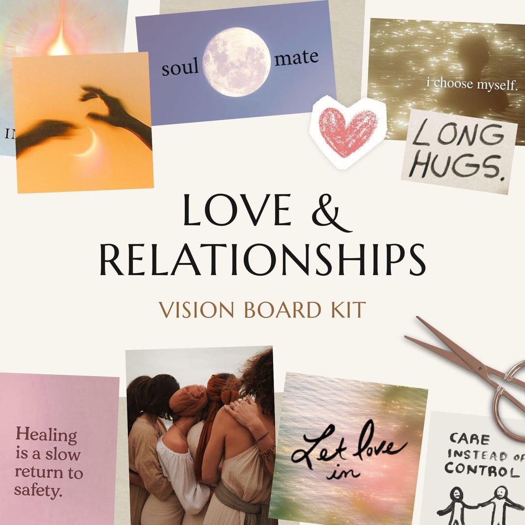 Love Vision Board Kit, Relationship Collage, Printable Affirmations ...