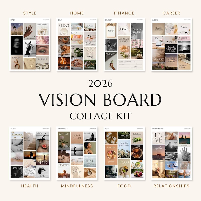 2026 Vision Board Party Kit: Printable Collage for Craft Nights, Mood Board & Scrapbook Images, Goals Manifestation (Digital Download)