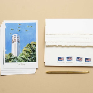 San Francisco Postcard Set of 4 Premium Watercolor Travel Postcard San Francisco Painting Golden Gate Bridge Postcard Pack San Francisco Art