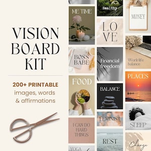 Vision Board Collage Kit: Printable Affirmations & Images (Digital Download)