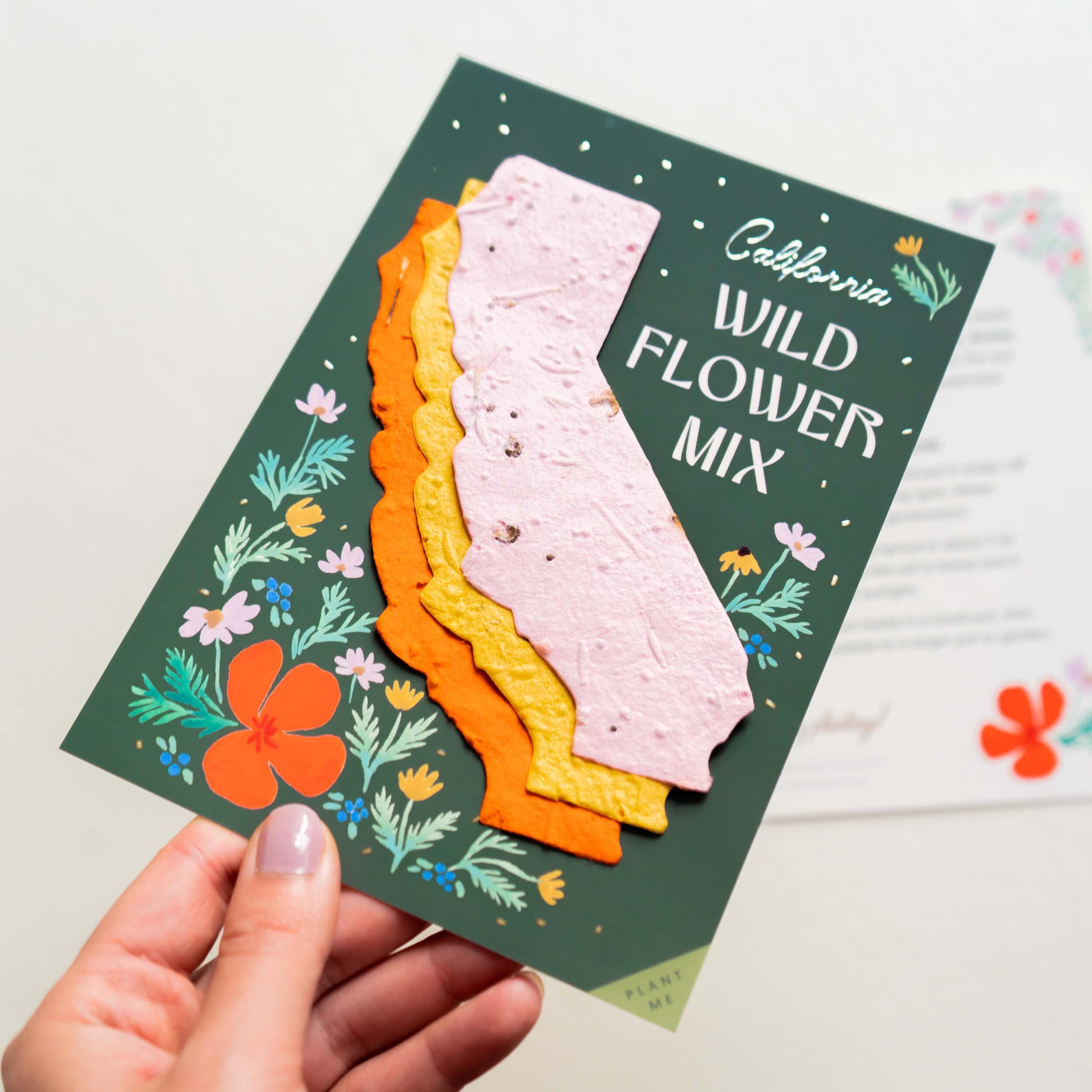 HW California Poppy Seed Paper Card, Native Wildflower Seeds, CA Post Card Souvenir, Welcome to California GiftWedding Favor, Birthday Gift