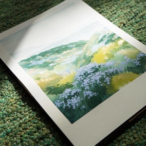 Original Watercolor Painting, Watercolor Landscape, Original Not Print, Wildflower Painting, Pacific Coast Artwork, Original Painting