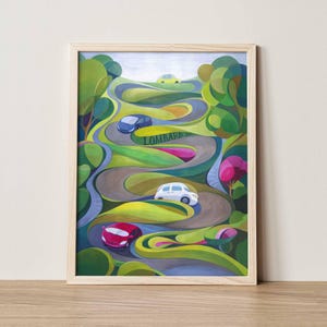 Lombard Street Art Print: San Francisco Gouache Painting
