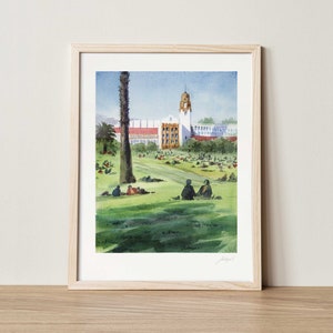 Dolores Park Painting, San Francisco Watercolor Art Print, Bay Area Keepsake Gift, Local San Fran Art, California Wall Art, Travel Poster