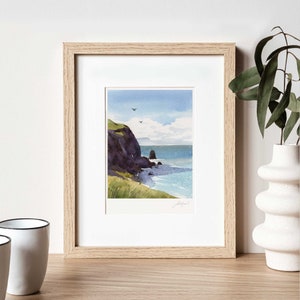 Pacifica Coast Watercolor Art Print: California Coastal Wall Decor, 8x10"