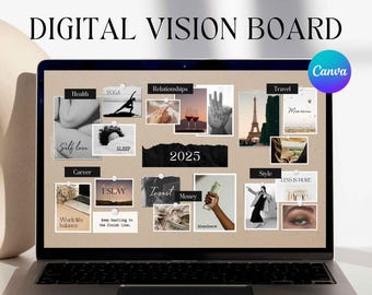 Canva Vision Board-sjabloon 2025, digitaal moodboard (digitale download)