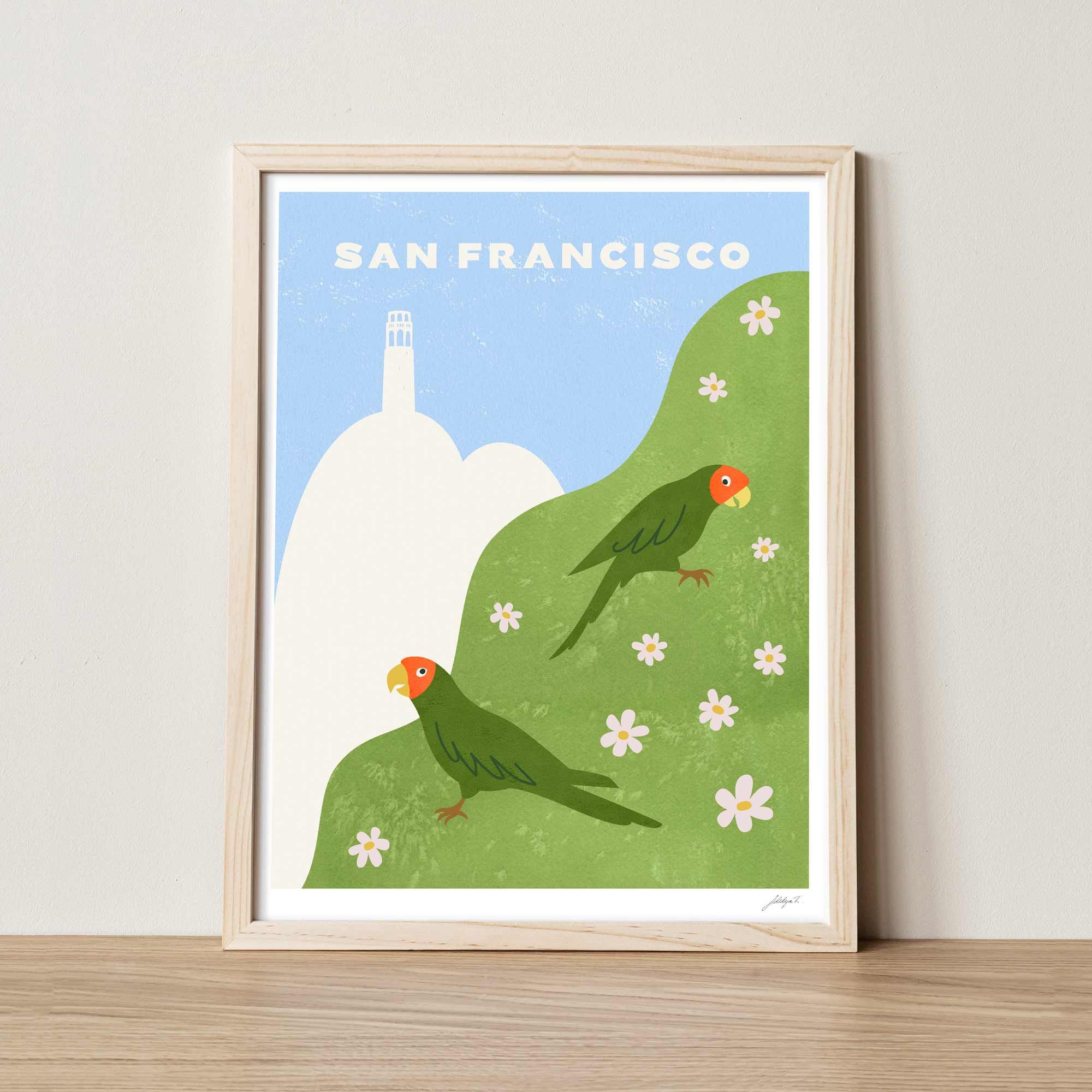 Parrots of Telegraph Hill Art Print: San Francisco Travel Poster