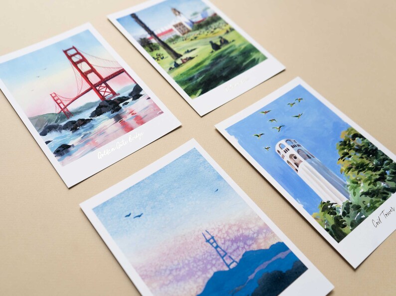 California Postcard Set Premium Watercolor Postcard California San Francisco Postcard Pack California Art Painting Travel Postcard San Fran