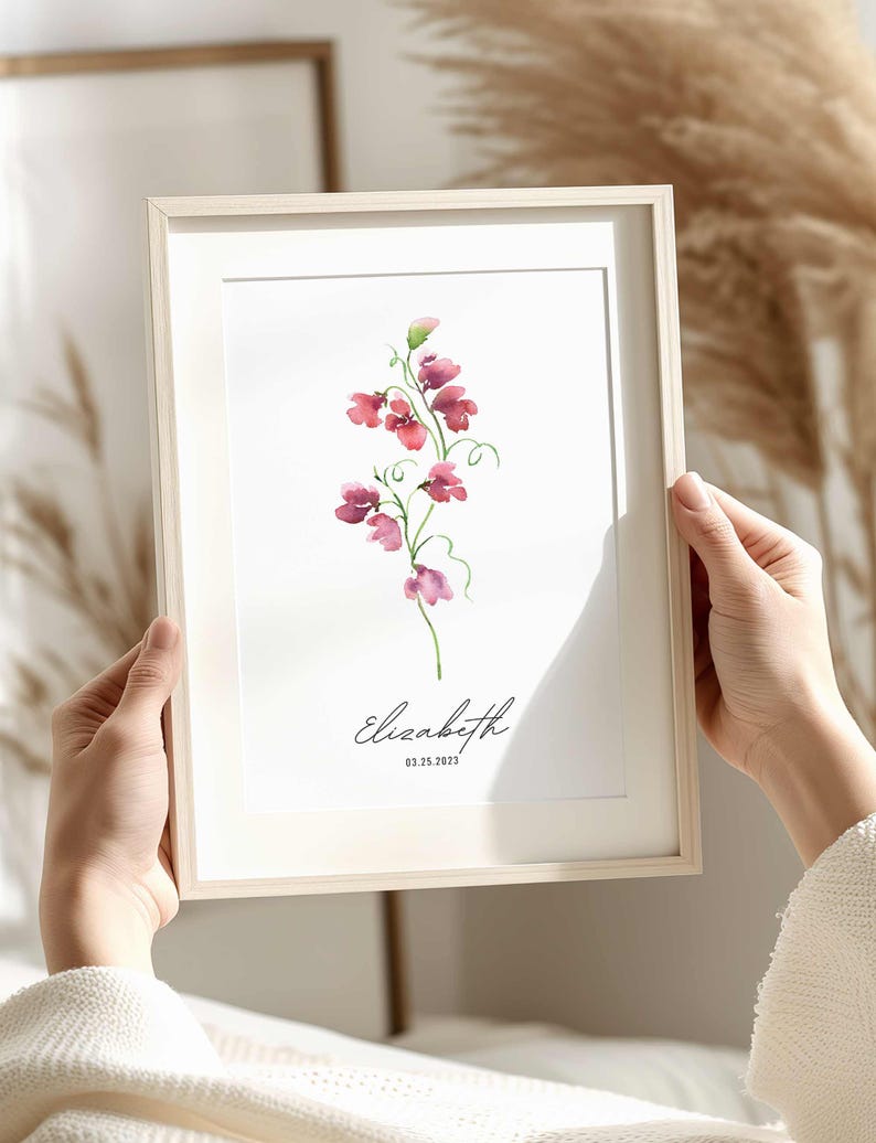Birthday Milestone Gift, Personalized Birth Month Gift, March Birth Flower Wall Art, Custom Daffodil Art Print, Watercolor Flower Painting