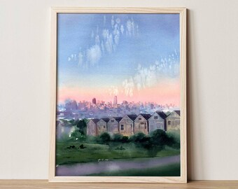 Painted Ladies Watercolor Print: Vintage San Francisco Art, Alamo Square