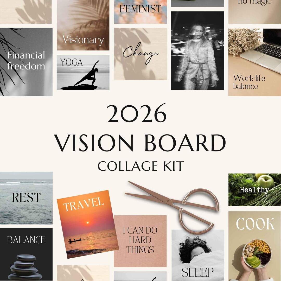 2026 Vision Board Kit: Printable Manifestation Collage & Goal Setting ...