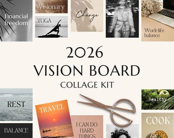 2026 Vision Board Kit: Printable Manifestation Collage & Goal Setting Images, New Year Activity for Craft Nights, (Digital Download)