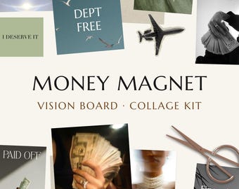 Vision Board-kit met geldmagneet – afdrukbare collageafbeeldingen (digitale download)