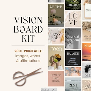 Printable Vision Board 2026 Collage Kit, Affirmations & Manifestation Images, New Year Party Activity, 2026 Intentions (Digital Download)