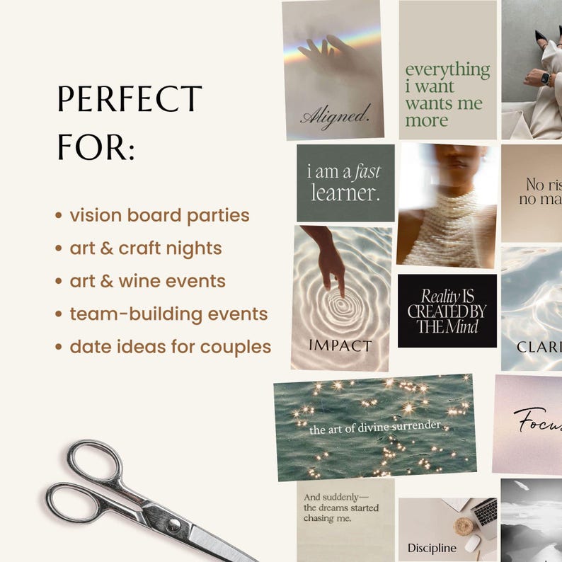 2026 Vision Board Collage Kit, Printable Mood Board & Scrapbook Images, Craft Night / Party Activity, Goal Manifestation (Digital Download)