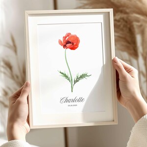 Birthday Milestone Gift, Personalized Birth Month Gift, March Birth Flower Wall Art, Custom Daffodil Art Print, Watercolor Flower Painting