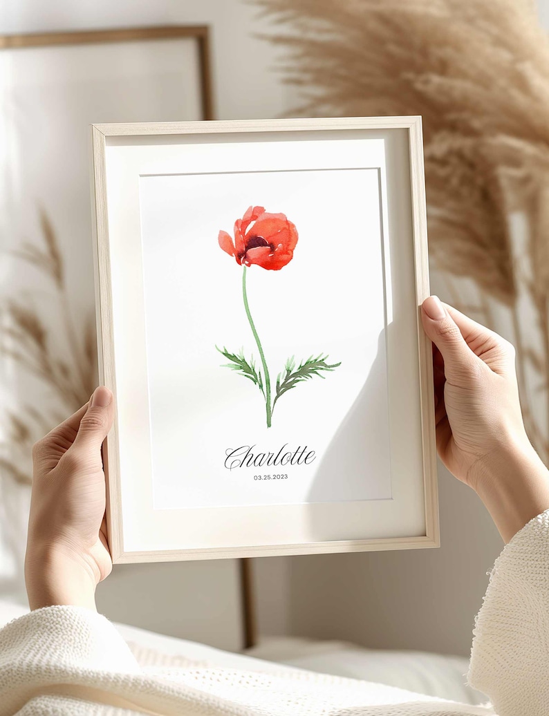 Birthday Milestone Gift, Personalized Birth Month Gift, March Birth Flower Wall Art, Custom Daffodil Art Print, Watercolor Flower Painting