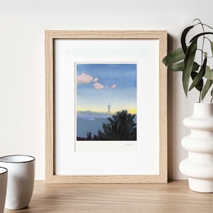 San Francisco Aquarell Kunstdruck : Twin Peaks & Sutro Tower (8x10)