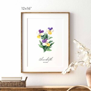 Birth Month Flower Print, Watercolor Rose Art Print, June Birth Flower Wall Art, Personalized Mother's Day Gift, Baby Birthday Month Gift