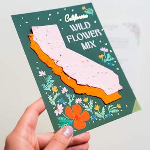 Presente da Califórnia, Presente de inauguração de casa ecológico, Bem-vindo à Califórnia, Presente de papel com semente de papoula da Califórnia plantável, Presente de fechamento de casa nova