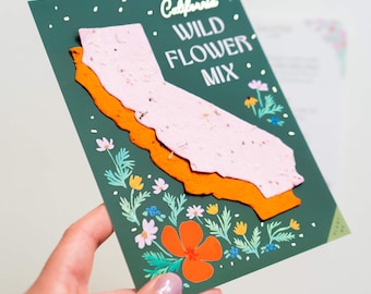 California Gift, Eco-Friendly Housewarming Gift, Welcome to California,   Plantable California Poppy Seed Paper Gift, New Home Closing Gift
