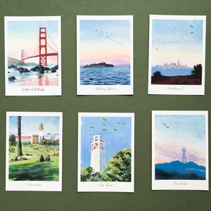 California Postcard Set Premium Watercolor Postcard California San Francisco Postcard Pack California Art Painting Travel Postcard San Fran