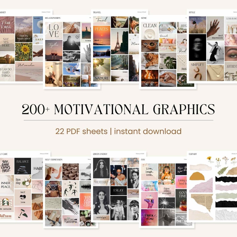 2026 Vision Board Party Kit: Printable Collage for Craft Nights, Mood Board & Scrapbook Images, Goals Manifestation (Digital Download)