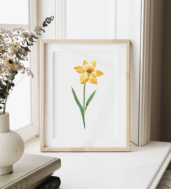 Watercolor Daffodil Print: March Birth Flower Art (Digital Download)