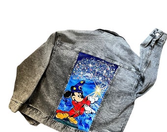 FANTASIA, handgeschilderd Mickey Mouse-jeansjack