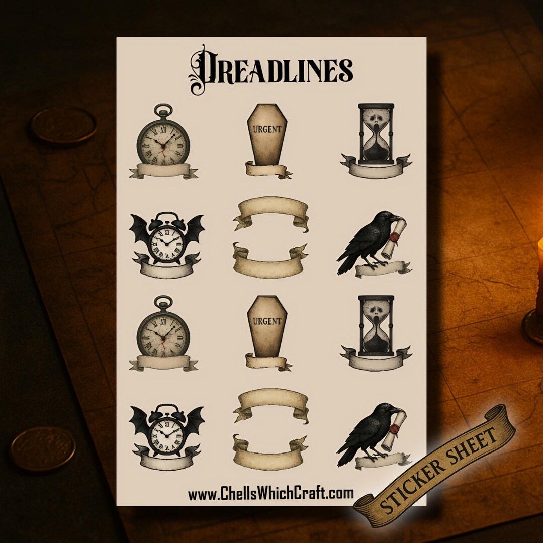 Gothic Planner Stickers, Deadline Planner Stickers, Dark Academia ...
