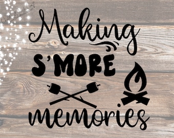 RV Decals, Camper Decal, Making S'more Memories Decal, camping bucket, Camper Decor, Cute Marshmallows, Family Reunion, Cornhole Board Decal