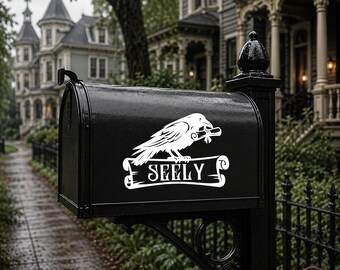 Personalized Raven Sign, Custom House Name, Gothic Mailbox Decor, Witchy Front Door Sign, Crow Greenhouse Decor, Cottagecore Home Gift