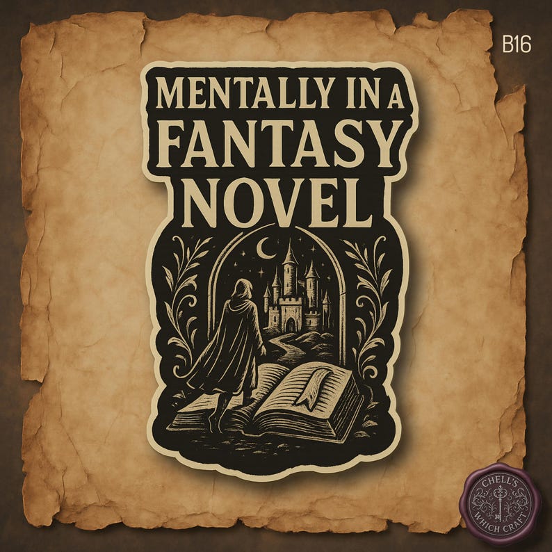 Book Lover Sticker Fantasy Novel Reader Gift Bookish Aesthetic Sticker Medieval Book Reader Booktok Sticker image 1