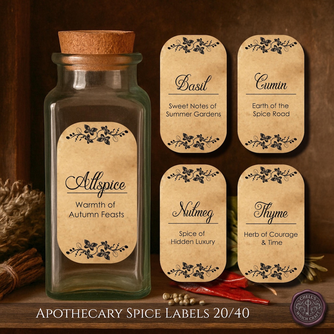 Rustic Label Victorian Spice Jar Labels, Rustic Apothecary Kitchen Labels, Pantry ...